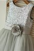 Robe de cortège enfant avec fleurs en tulle manche nulle a-ligne de princesse - 4