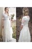 Abito da Sposa con Increspature in Tulle con Nastro Moderno tradizionale A Terra - 3