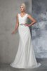 Robe de mariée distinguee naturel de sirène avec décoration dentelle v encolure - 3