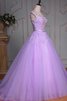 Robe de quinceanera naturel de mode de bal en tissu pailleté jusqu'au sol cordon - 3