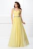 Robe de bal manche nulle de princesse longueur au ras du sol avec perle avec chiffon - 1