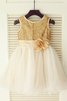 Robe de cortège enfant naturel pailleté longue jusqu'au sol de princesse - 1