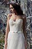 Abito da Sposa con Applique Senza Maniche Naturale in Pizzo in pizzo Allacciato - 3