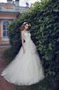 Abito da Sposa Tondo Naturale in Tulle A Terra radiosa con Applique - 4