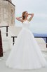 Abito da Sposa A-Line Semplice a Spiaggia con Fiocco Senza Maniche in Tulle - 1