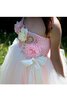 Abito da Cerimonia Bambini con Piega con Fusciacca Ball Gown con Perline con Fiore A Terra - 2