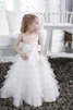 Robe de cortège enfant longue fermeutre eclair en tulle encolure ronde a-ligne - 1