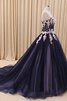 Abito Quinceanera Ball Gown in Paillette A Terra con Increspature in Organza Cuore - 3