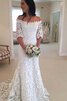 Robe de mariée vintage femme branché luxueux de traîne moyenne d'epaule ajourée - 1
