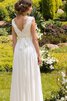 Robe de mariée nature facile de col en v a-ligne avec chiffon - 2