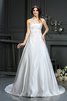 Robe de mariée naturel longue de princesse avec zip avec perle - 1