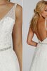 Abito da Sposa V-Scollo Tubino con Fusciacca Lungo Elegante con Nastro - 2