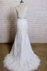 Abito da Sposa Senza Maniche Vintage lusso V-Scollo con Nastro Tubino - 2