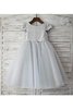 Robe de cortège enfant naturel de princesse col u profond en tulle avec fleurs - 2