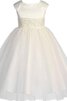 Robe de cortège enfant plissé en tulle avec manche courte avec ruban avec nœud - 1