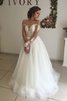 Robe de mariée naturel classique en organza de princesse avec manche longue - 3