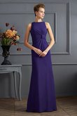 Ärmelloses Enges Normale Taille Chiffon Abendkleid mit Plissierungen