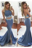 Vestido de Fiesta de Corte Sirena de Escote halter de Encaje Adorno de Sin mangas