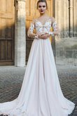 Spitze a linie V-Ausschnitt Chiffon schick Brautkleid mit Applike