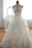 Abito da Sposa Semplice A-Line Schiena Nuda favola V-Scollo Lungo