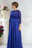 Chiffon plissiertes drapiertes bodenlanges romantisches Brautmutterkleid mit Schleife