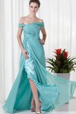 Robe de soirée ouverture frontale en chiffon ruché d'epaule ecrite avec décoration dentelle