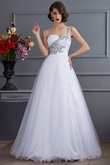 Robe de quinceanera longue d'épaule asymétrique jusqu'au sol appliques avec perle