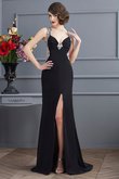 Normale Taille Enges Chiffon Abendkleid mit Offenen Rücken mit Perlen