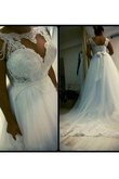 Robe de mariée vintage avec perle de traîne moyenne avec ruban ceinture en étoffe