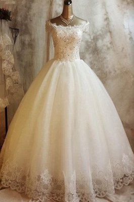 Abito da Sposa con Fiocco con Perline Cappellino in Pizzo Allacciato con Applique