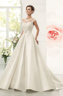 Abito da Sposa originale decorato in Raso Cappellino Ball Gown con Applique