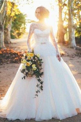 Abito da Sposa All Aperto con Maniche Lunghe tradizionale Esclusivo convenzionale A Terra