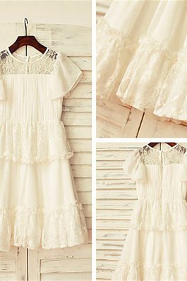 Robe de cortège enfant naturel ligne a avec chiffon de princesse avec fleurs