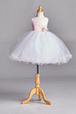 Robe de cortège enfant col u profond avec sans manches jusqu'au mollet avec fleurs avec perle