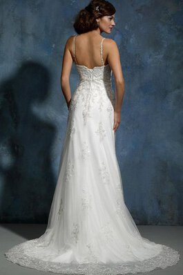 Vestido de Novia en Encaje de Sin mangas de Natural de Escote de Tirantes Espaguetis