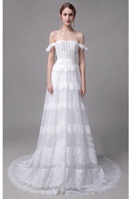 Abito da sposa meravigliosa senza maniche largo bretelle a-line in tulle cerniera