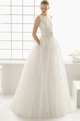 Robe de mariée luxueux fermeutre eclair a-ligne avec sans manches col en bateau