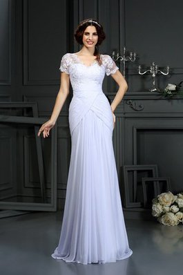 Robe de mariée distinguee avec manche courte avec zip en forme de traîne moyenne