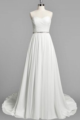 Robe de mariée classique simple avec chiffon col en forme de cœur manche nulle