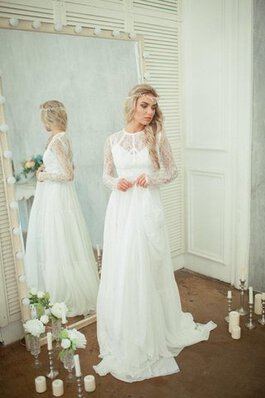 Abito da Sposa Lupetto in Chiffon Elegante Moderno A-Line con Piega