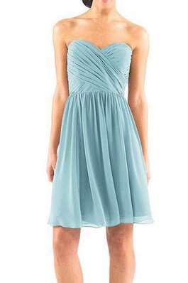 Robe demoiselle d'honneur en chiffon ruché a-ligne croisade au niveau de genou