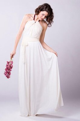 Robe de mariée nature plissé de dos nu manche nulle a-ligne