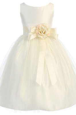 Abito da Cerimonia Bambini A-Line con Fiore in Tulle Senza Maniche