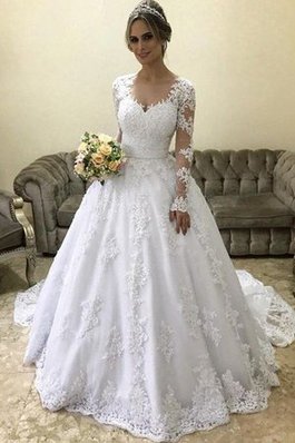 Abito da sposa a chiesa con perline lungo romantico in raso bello