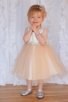 Robe de cortège enfant plissé textile en tulle de lotus avec sans manches ligne a