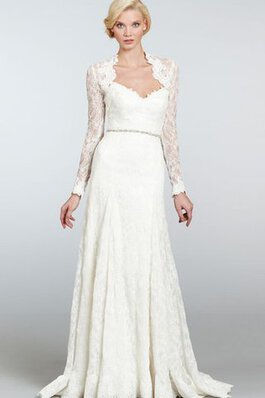 Abito da Sposa in pizzo in Pizzo con Perline Semplice con Maniche Lunghe Queen Anne