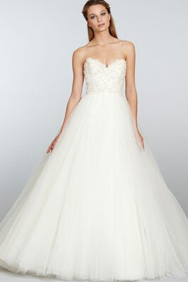 Abito da Sposa con Perline Ball Gown Naturale Senza Maniche Schiena Nuda in Tulle