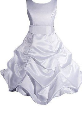 Abito da Cerimonia Bambini Senza Maniche con Fiocco in Taffeta A-Line con Increspature