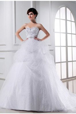 Abito da Sposa Senza Maniche con Applique Semplice con Perline Alta Vita