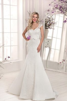 Abito da Sposa Cuore Naturale con Fiocco Allacciato Cappellino Tubino